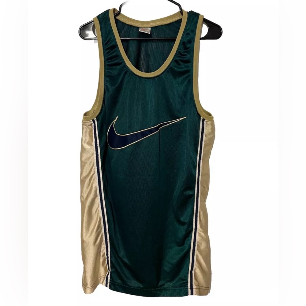 Vintage Nike Basketball Jersey Mens Large Green & Gold Tank 90s White Tag Swoosh
